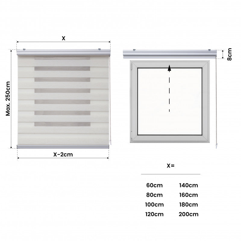 Tenda a Rullo Notte e Giorno Premium Con Finiture premium Lino 100x250 cm