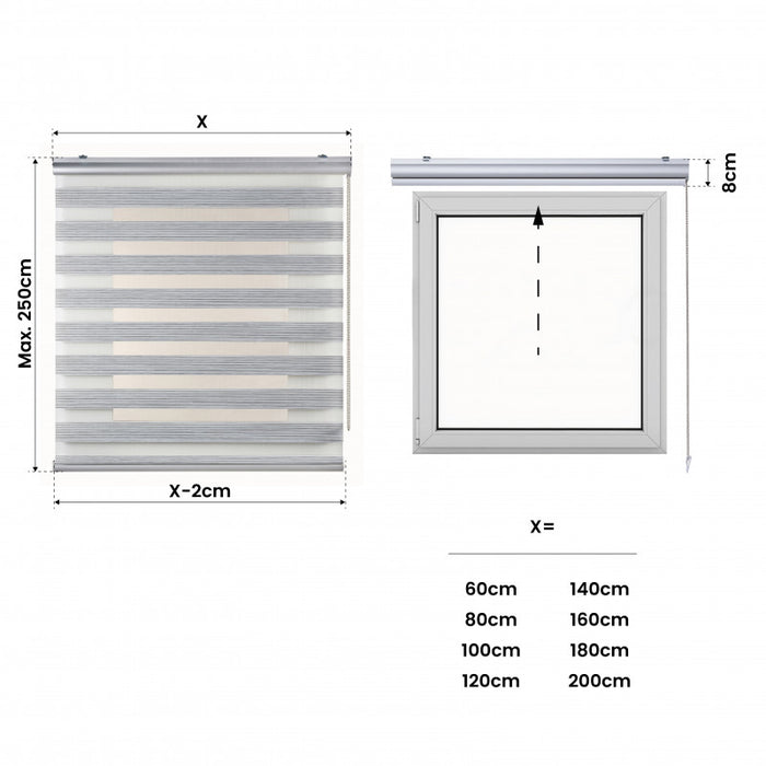 Tenda a Rullo Notte e Giorno Premium Con Finiture premium Grigio 120x250 cm