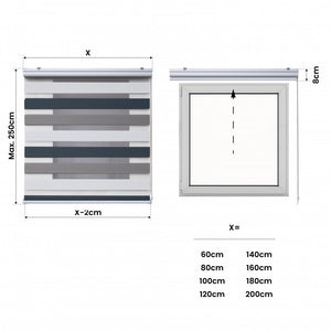 Tenda a Rullo Notte e Giorno Premium Con Finiture premium Bianco-Tortora-Grafito 160x250 cm