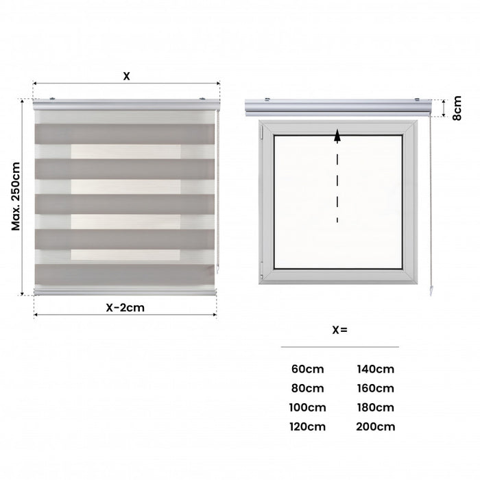 Tenda a Rullo Notte e Giorno Premium Con Finiture premium Grigiopietra 120x250 cm