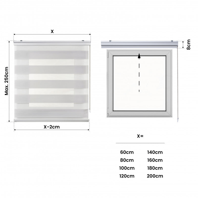 Tenda a Rullo Notte e Giorno Premium Con Finiture premium Grigiochiaro 120x250 cm