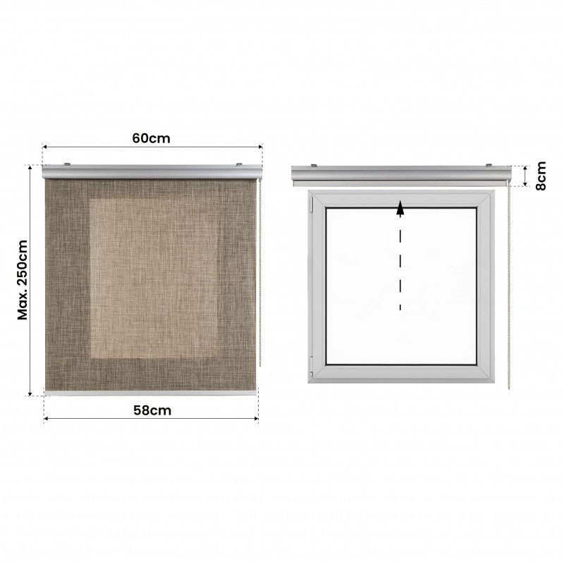 Tenda Motorizzata Screen Plus Tende in tessuto tecnico con motore e telecomando Finiture alluminio premium. Isolamento termico, Marrone 200 x 250cm