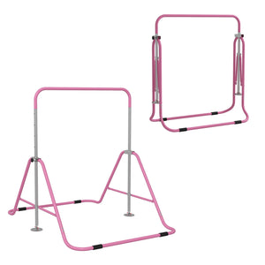 Barra Trazioni per Bambini Pieghevole Altezza Regolabile 88-128 cm in Acciaio Rosa