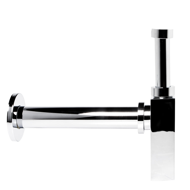 Sifone tubo di scarico in ottone cromato quadro per lavabo lavandino bagno da 1.1/4” *** confezione 1