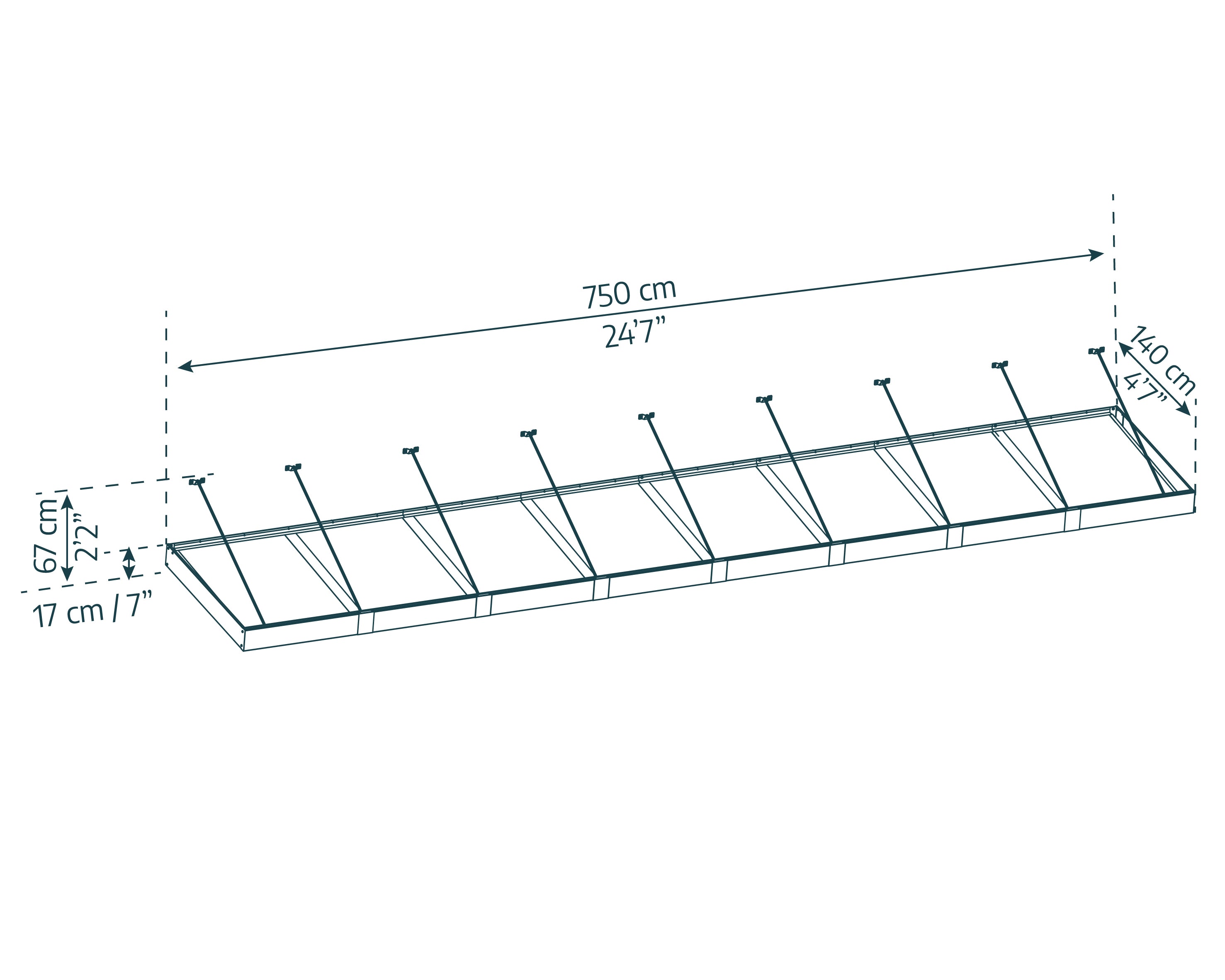 Pensilina Da Esterno Sophia XL 750X140X67 cm  Trasparente