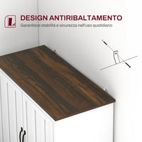 Credenza a 2 Ante Perlinate Ripiano Regolabile 80x39,7x80 cm Bianco