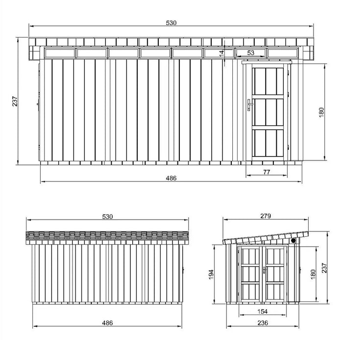 Casetta da Giardino di QUALITÀ PREMIUM 8.52+2.95m²-L530xW279cm - TIMBELA M905C-CAVERN STEEL