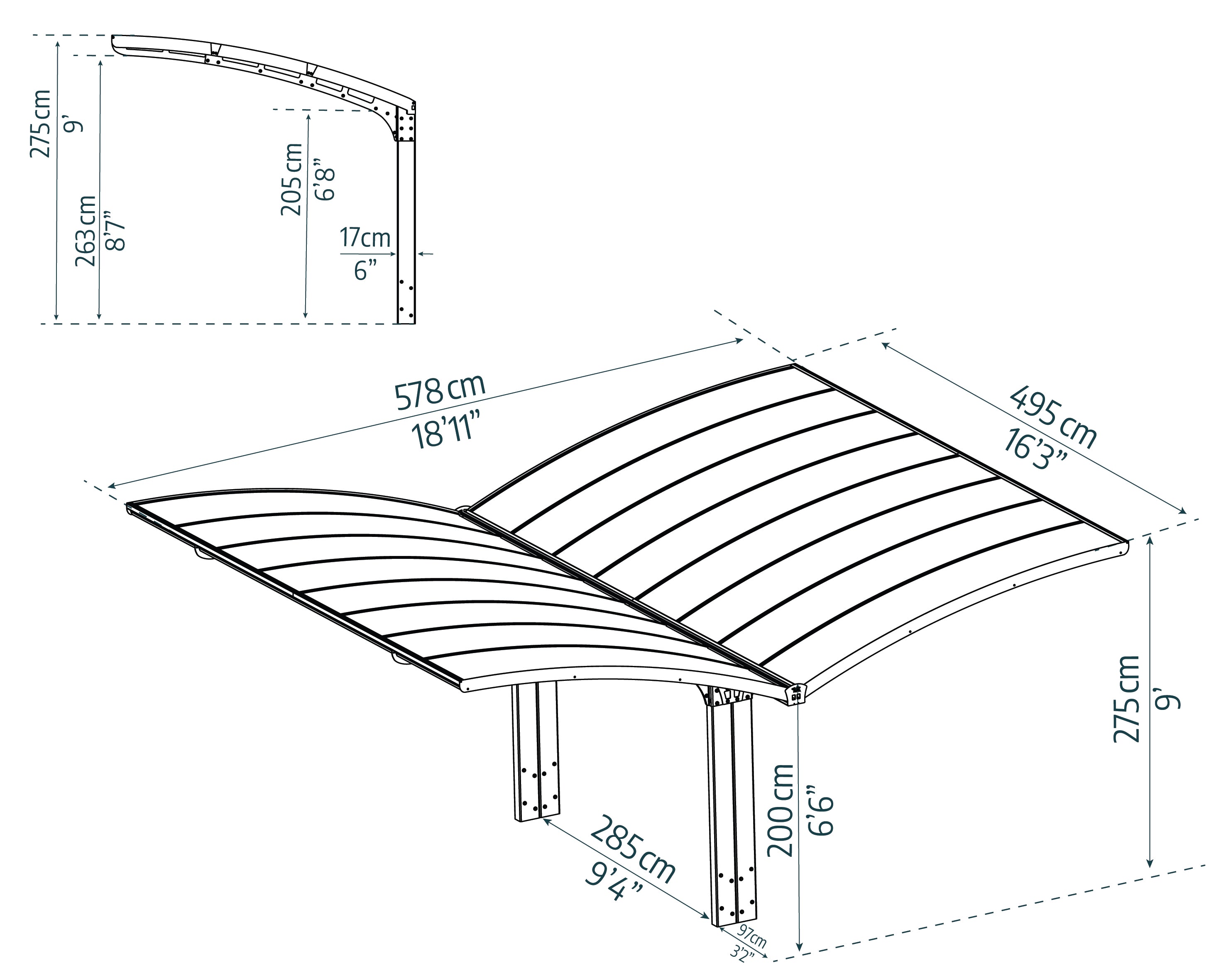 Carport Doppio in Alluminio Arizona Breeze 6 X 5   m