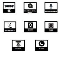 Telecamera 1080p wi-fi batteria da esterno proxe