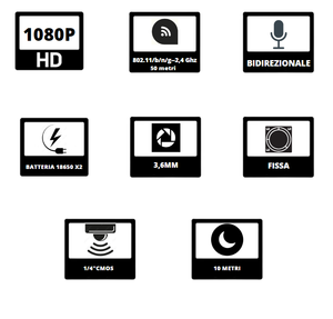 Telecamera 1080p wi-fi batteria da esterno proxe