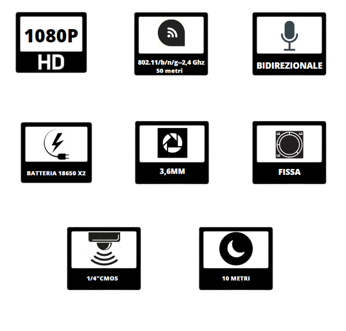 Telecamera 1080p wi-fi batteria da esterno proxe