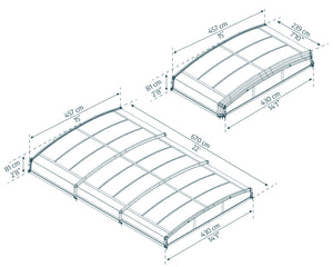 Canopia Majorca CoPertura Telescopica de Policarbonato & Alluminio Per Piscina 6X4 m