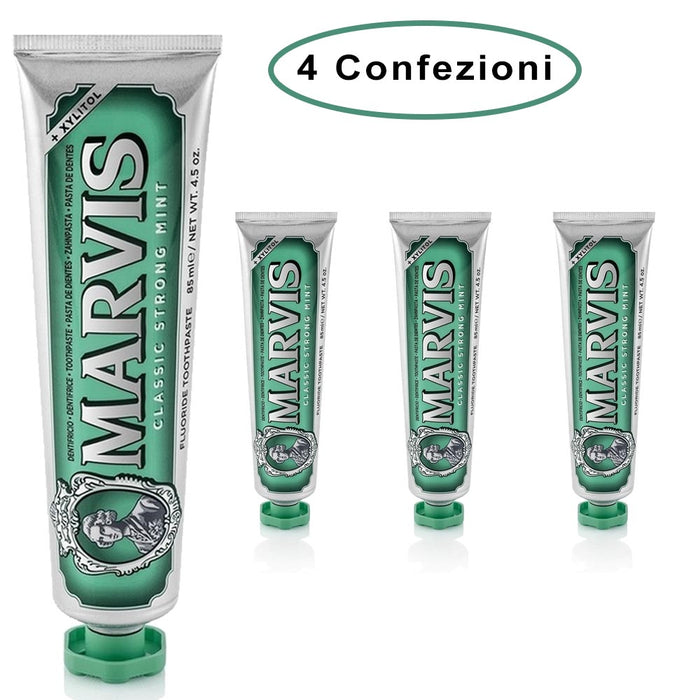 Marvis dentifricio cura delle gengive classic strong mint 4 confezioni da 85 ml