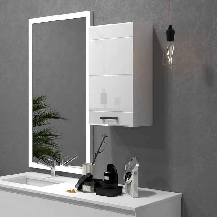 Pensile da Bagno 1 Anta 37x22,5x70 cm in MDF Bianco