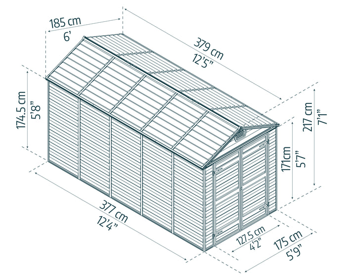 Casetta Da Giardino in Policarbonato Skylight  378X185X217 cm Ambra