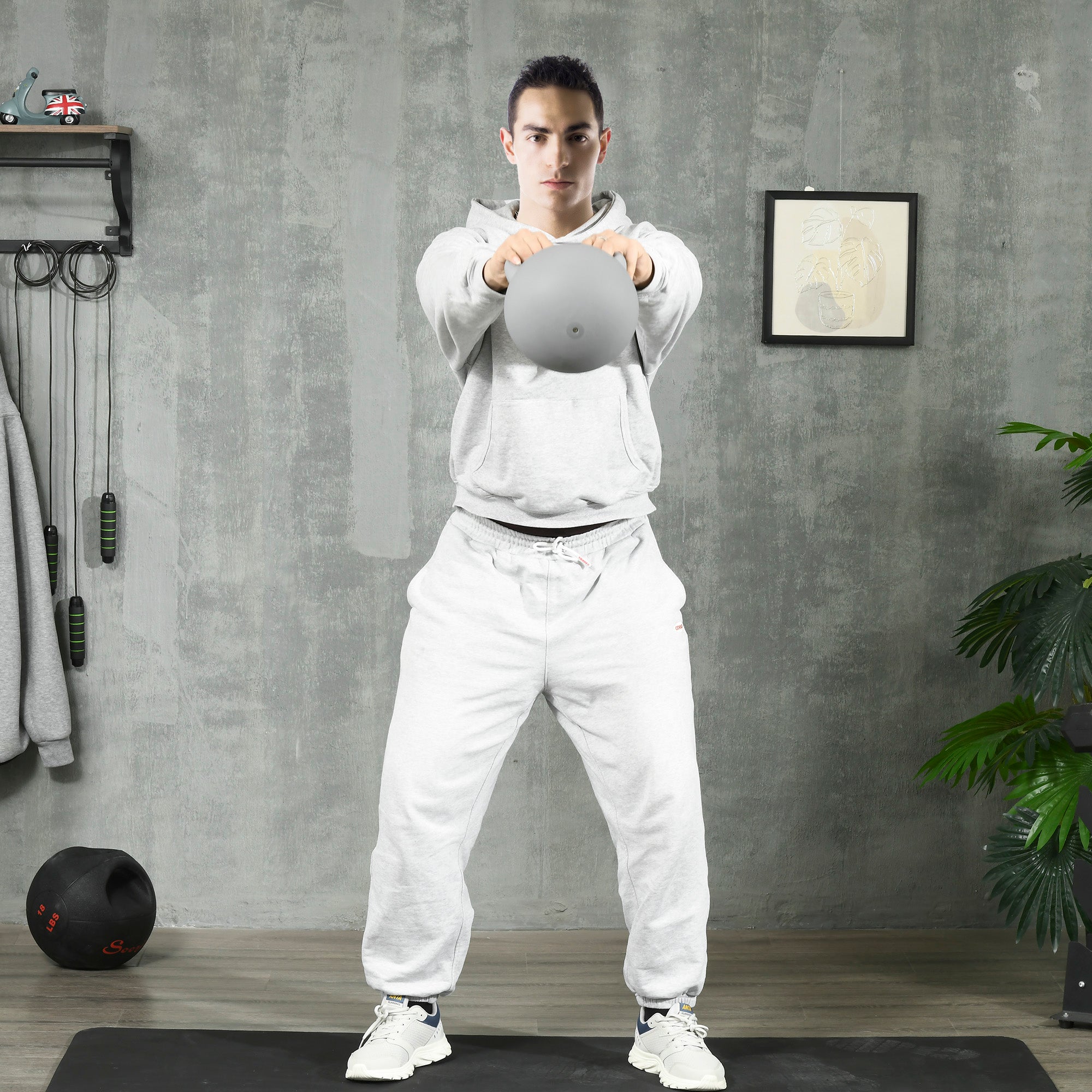 Kettlebell per Allenamento 4 Kg in PVC e Sabbia Metallica Grigio