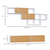 Mobile TV Sospeso 60" max con Armadietto a Parete in Truciolato Bianco e Marrone Chiaro