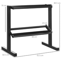 Porta Pesi 2 Ripiani per Palestra 92,5x50,5x80,5 cm in Acciaio Nero