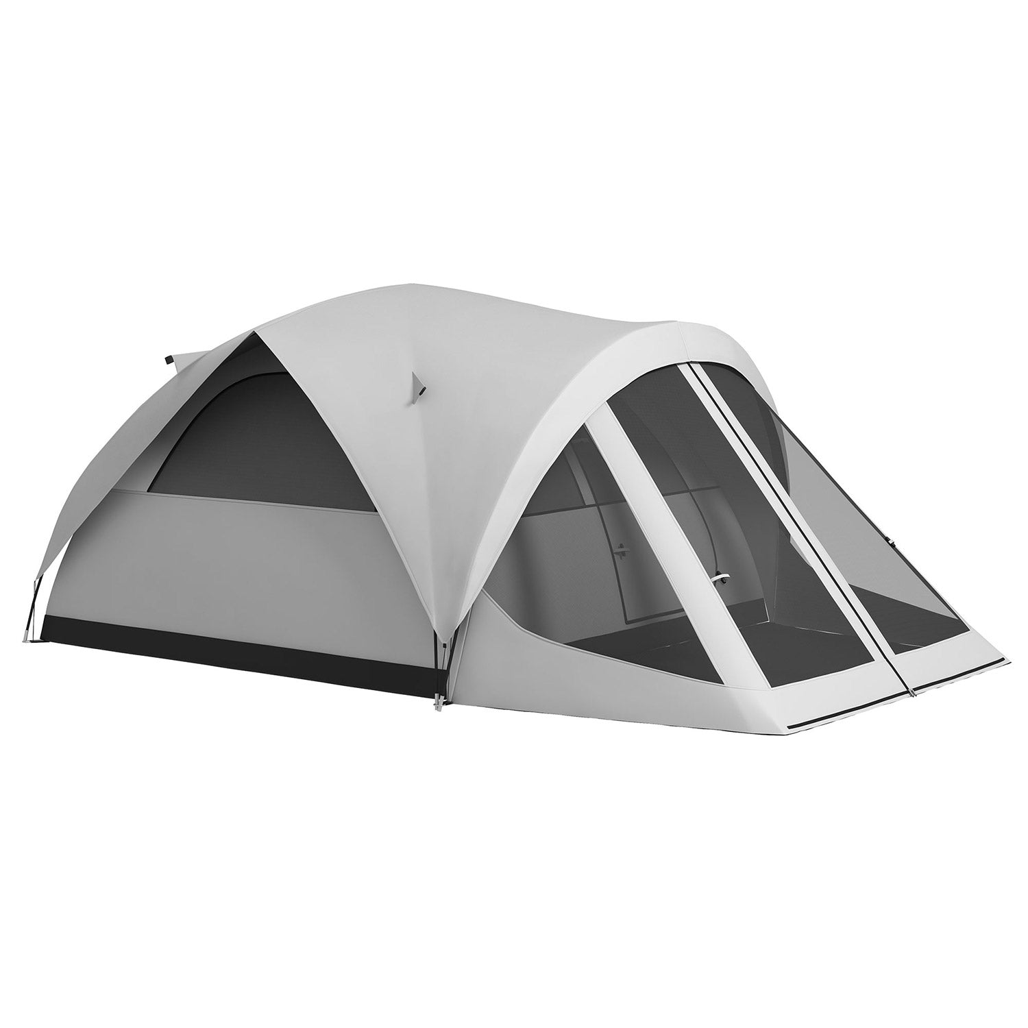 Tenda da Campeggio 4 Posti Impermeabile con Zona Notte e Zona Giorno 430x300x190 cm in Poliestere Grigio