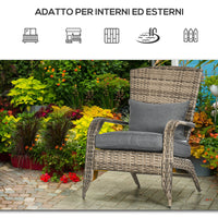 Sedia da Giardino 64x80x90 cm in Rattan e Acciaio Marrone e Grigio