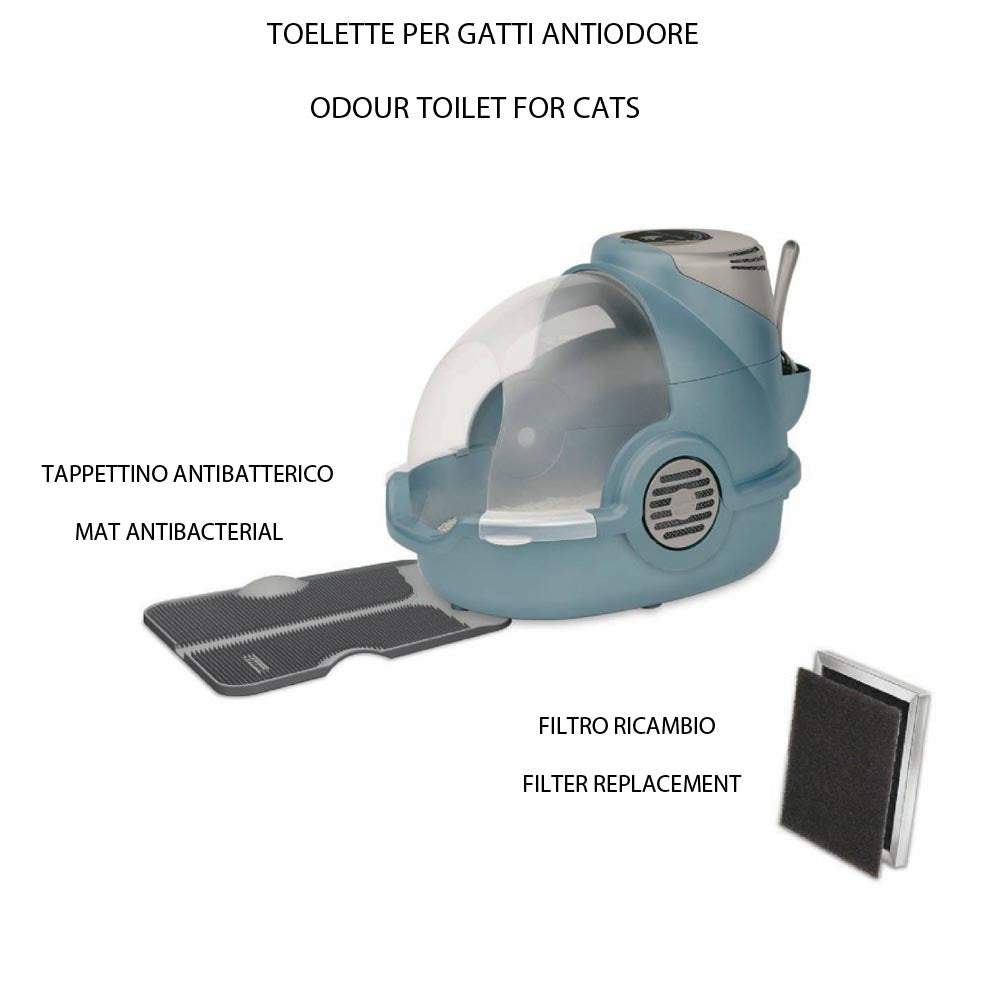 Lettiera per gatti antiodore toilette con filtro e paletta oster