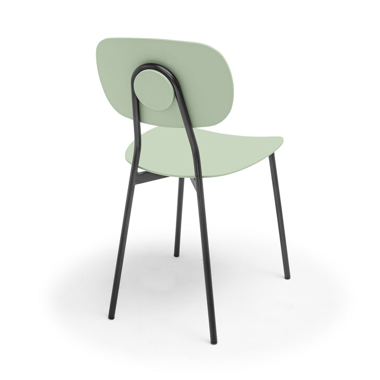 Fabriano - Set di 4 sedie di design in metallo e PP, stile moderno, colore elegante verde