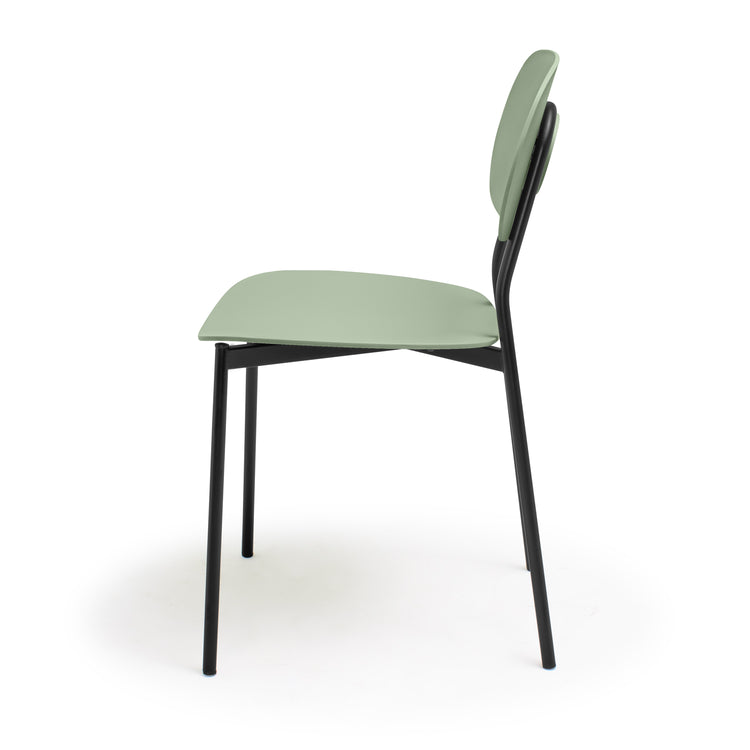 Fabriano - Set di 4 sedie di design in metallo e PP, stile moderno, colore elegante verde