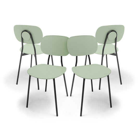 Fabriano - Set di 4 sedie di design in metallo e PP, stile moderno, colore elegante verde