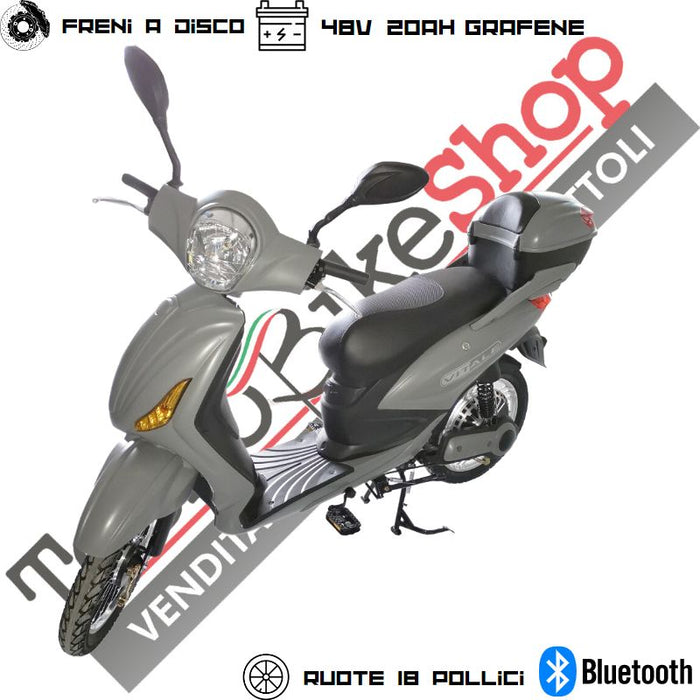 Bici Elettrica Scooter Velocipede Vitale NJT-007 250W  20Ah 48V Batteria a Grafene colore Grigio