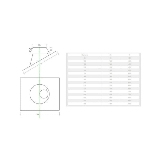 Faldale inclinato in acciaio inox 6 decimi aisi 304 per tubo da 100mm