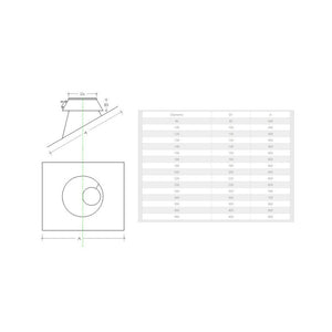 Faldale inclinato in acciaio inox 6 decimi aisi 304 per tubo da 140mm