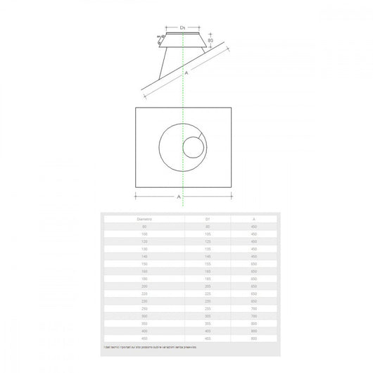 Faldale inclinato rame per tubo da 100mm