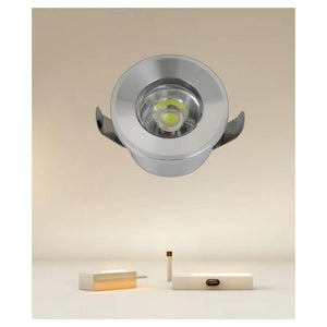 Trade Shop - Faretto 1w Led Incasso A Soffitto Ip20 Argento Mini Spot Segnapassi Luce Calda 00267         