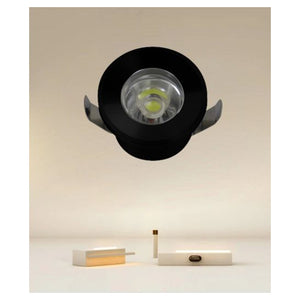 Trade Shop - Faretto 1w Led Incasso A Soffitto Ip20 Nero Mini Spot Segnapassi Luce Calda 00304         