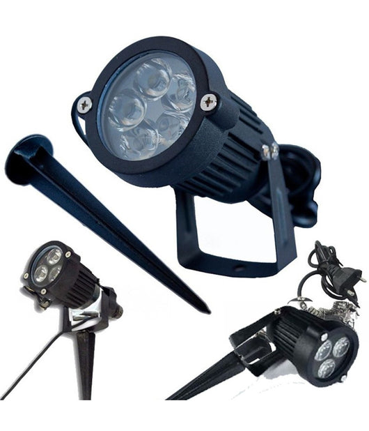 Faretto Faro Led Da Giardino 3 4 5 W Watt Supporto Picchetto Luce Fredda Ip 65         