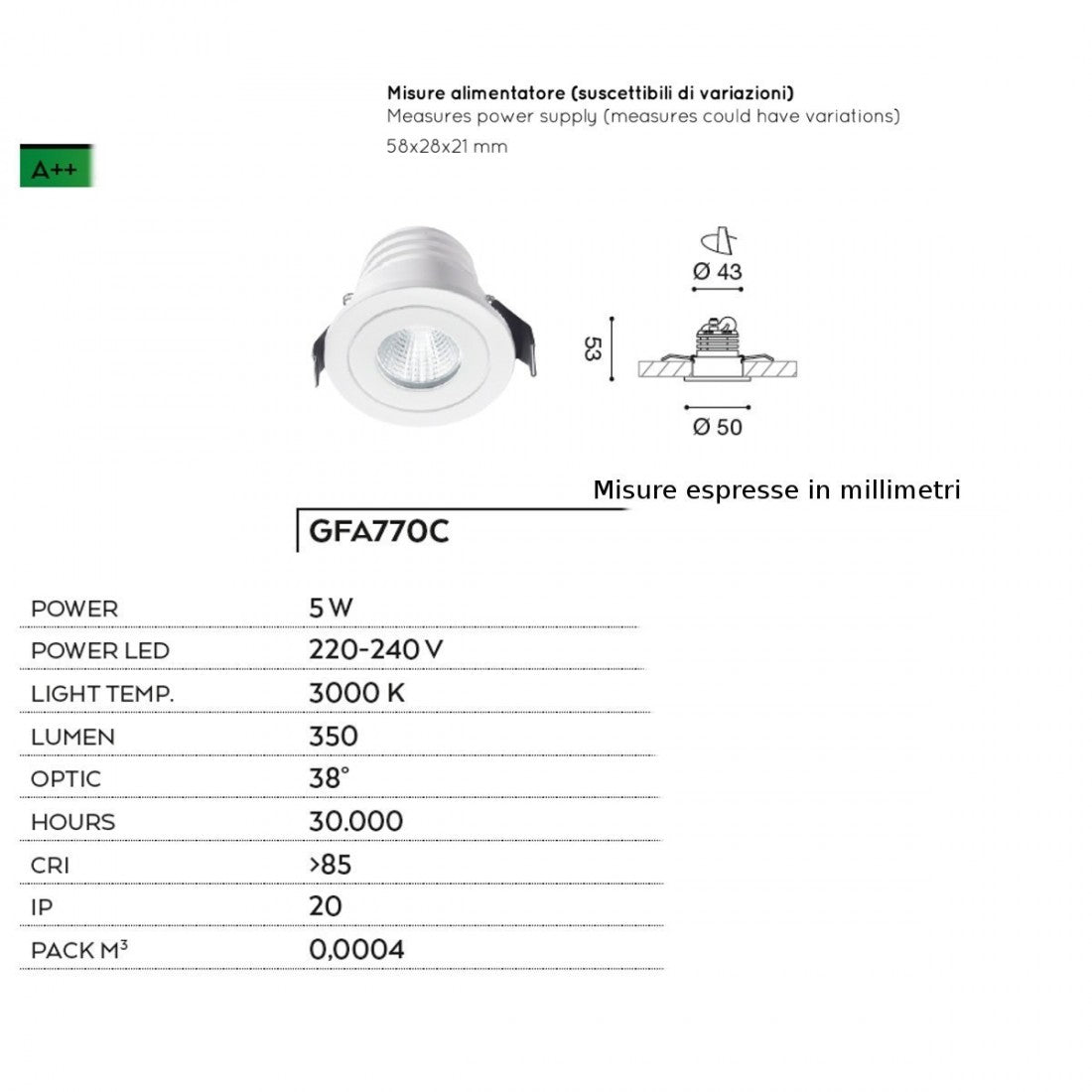 Faretto incasso alluminio gea led alya gfa770c spot lampada soffitto