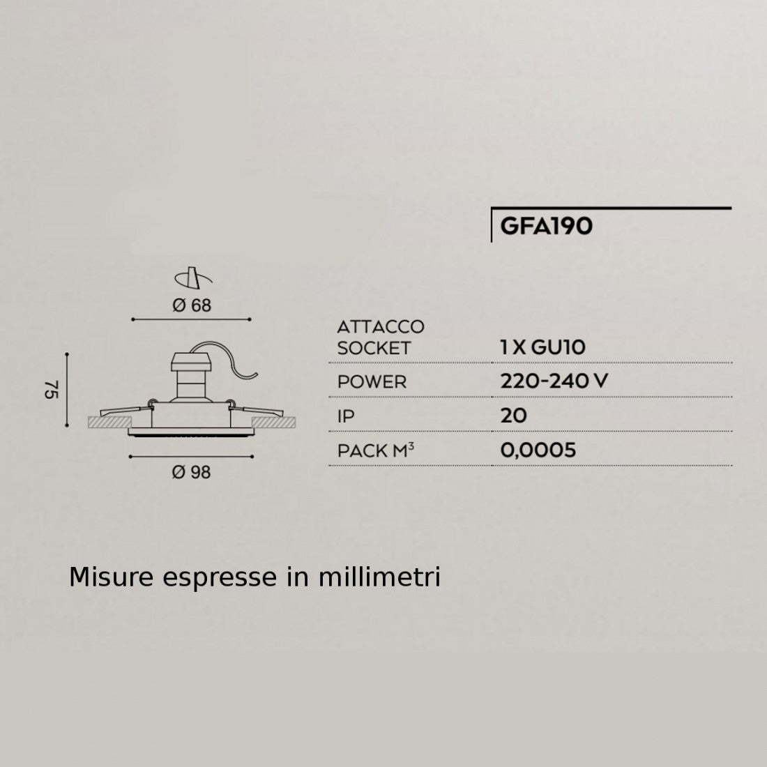 Faretto incasso alluminio gea led coralie 1 gfa190 led spot strass bianco opaco tondo interno gu10 ip20