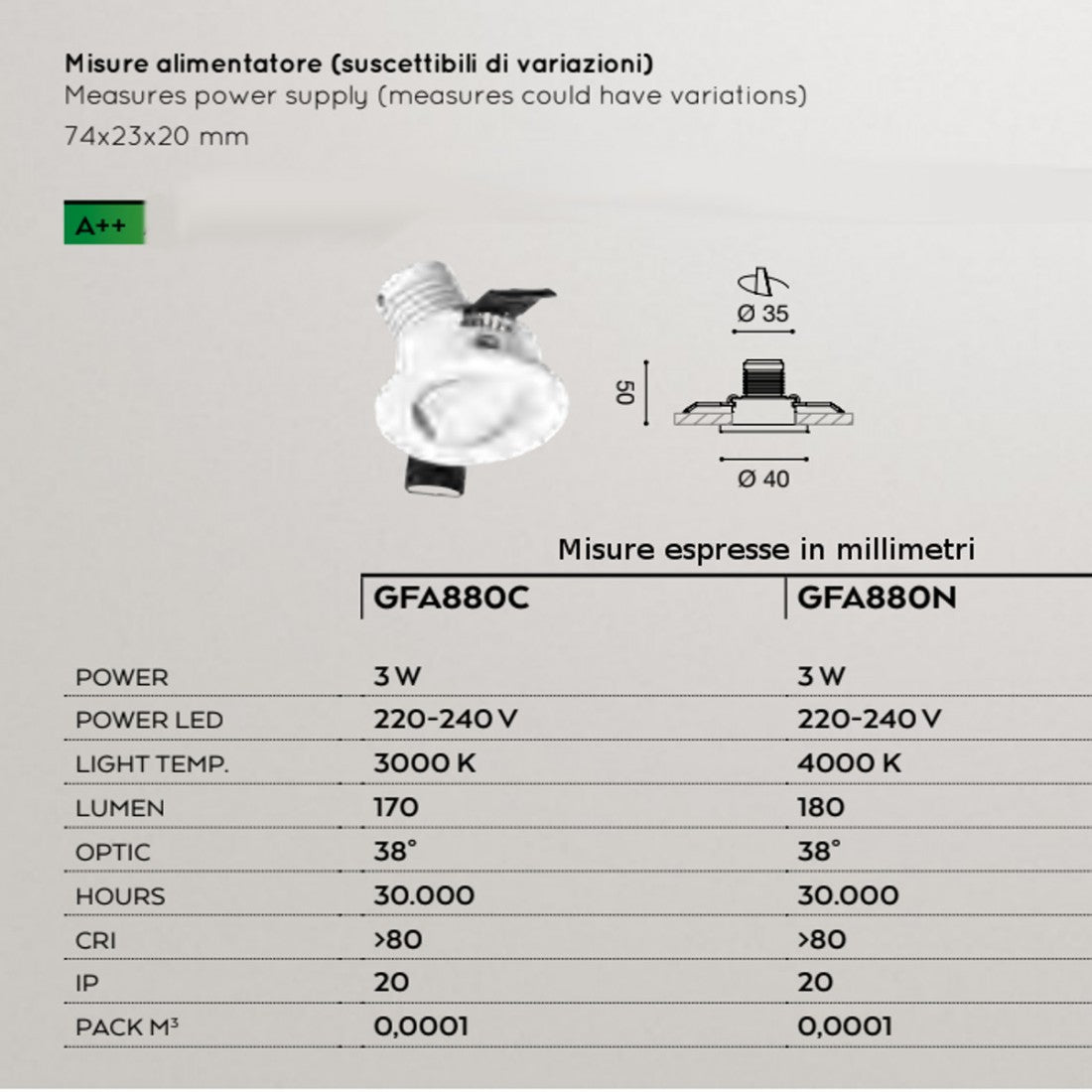 Faretto incasso alluminio gea led elara gfa880 spot tondo orientabile, tonalità luce 4000°k (luce naturale)