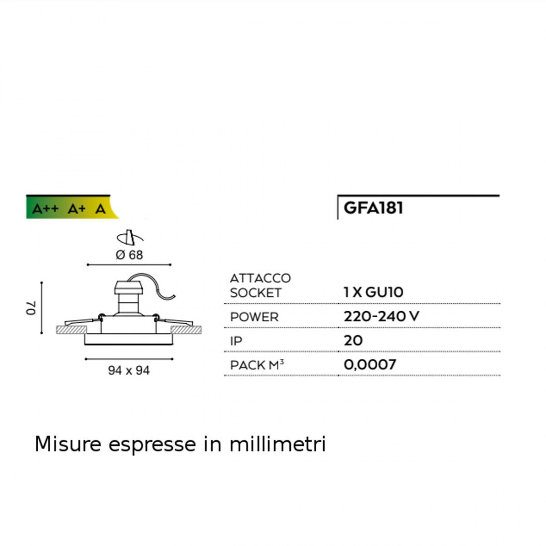 Faretto incasso alluminio gea led mars gfa181 led spot quadrato opaco moderno gu10