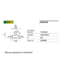 Faretto incasso alluminio gea led venus gfa170 led spot tondo bianco opaco moderno gu10