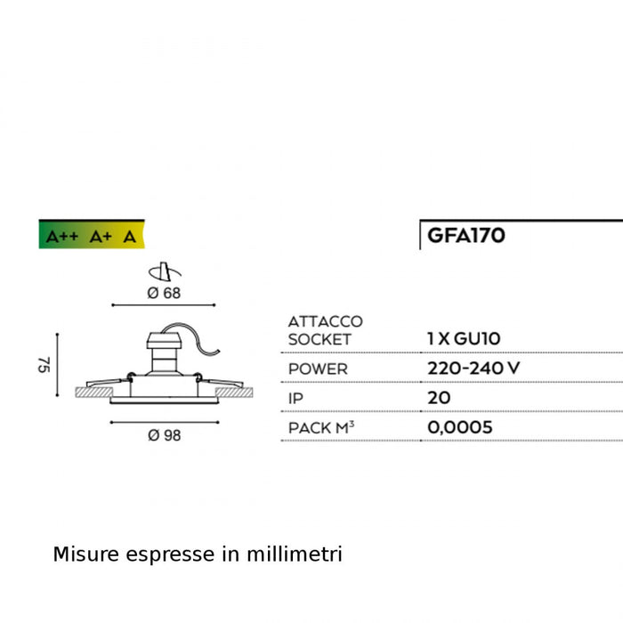 Faretto incasso alluminio gea led venus gfa170 led spot tondo bianco opaco moderno gu10