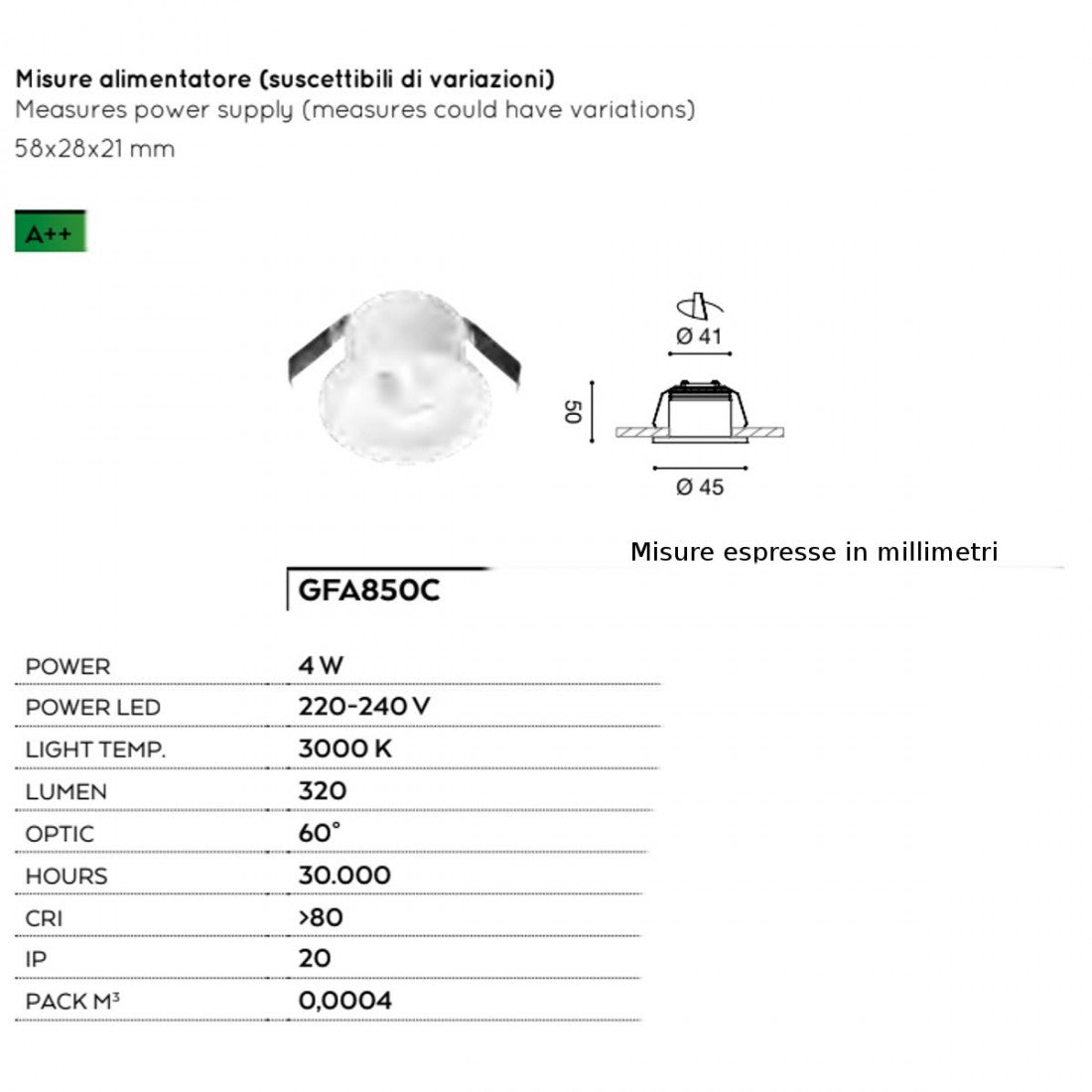 Faretto incasso alluminio vetro gea led gaia gfa850c led spot tondo