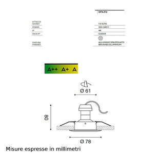 Faretto incasso gea led era gfa312 gu10 led ip44 spot alluminio cartongesso bagno