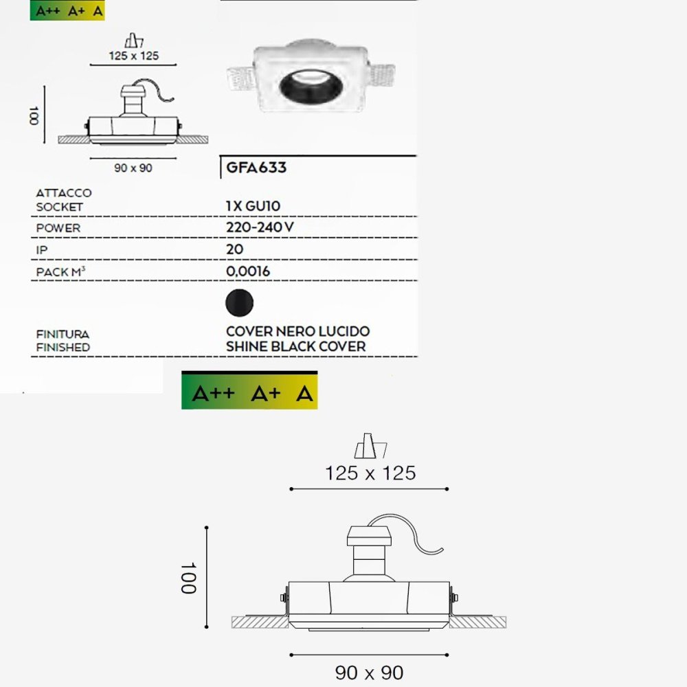 Faretto incasso gea led hemera r gfa633 gu10 led spot cartongesso