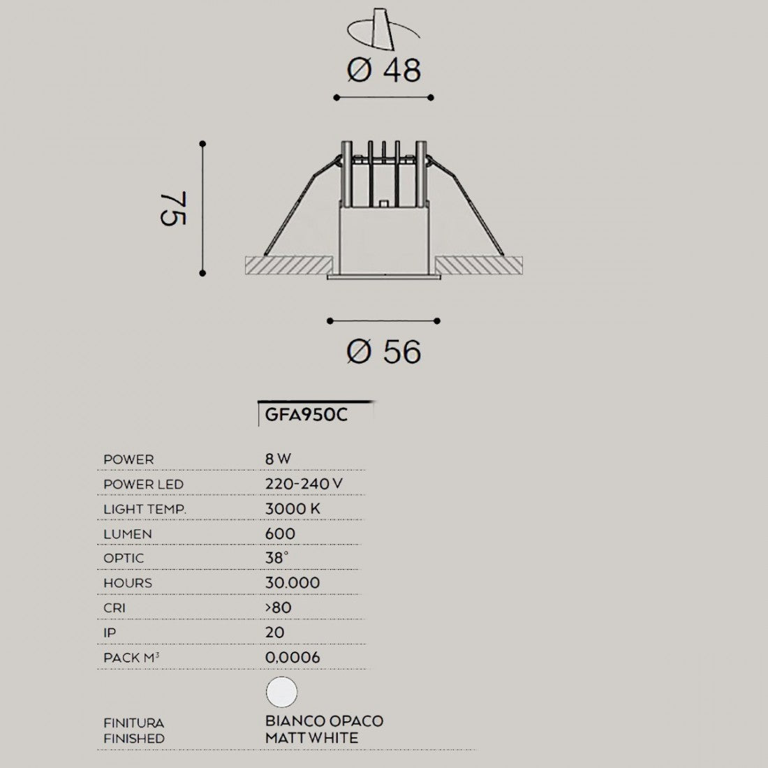 Faretto incasso moderno gea led qebui gfa950c alluminio spot