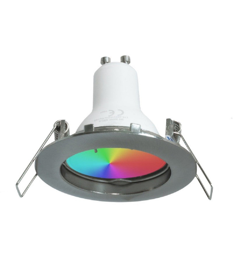 Faretto Led 6 W Incasso 6cm Tondo Rgb+3000k Rgbw Gu10 Effetti Luce Colorata 230v  Silver       