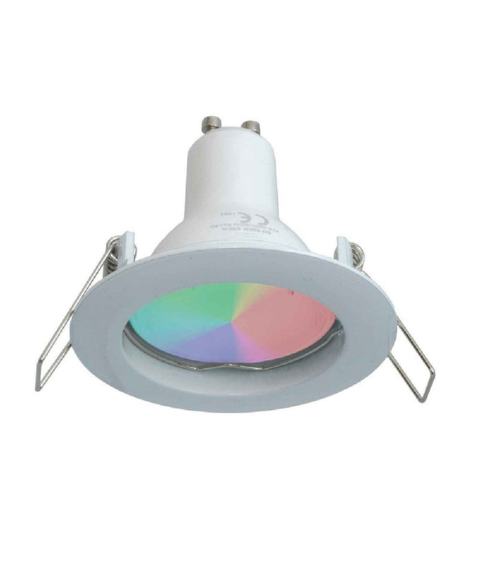 Faretto Led 6 W Incasso 6cm Tondo Rgb+3000k Rgbw Gu10 Effetti Luce Colorata 230v  Bianco       