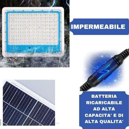 Faretto Led Esterno con Pannello Solare, Faro a Led da Giardino 1000 w