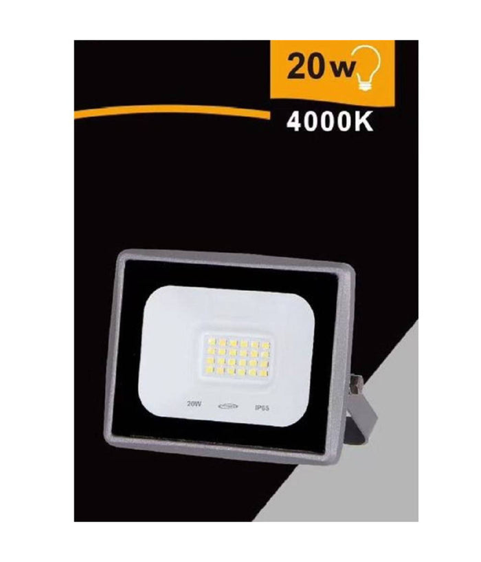 Faretto Led Faro 20 W 1800 Lm Ip65 Grigio Luce Calda Fredda Naturale Ek02-20w-g         