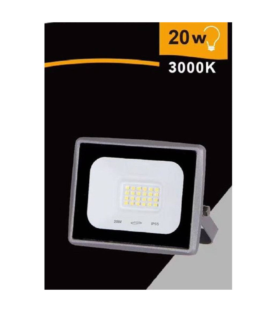 Faretto Led Faro 20 W 1800 Lm Ip65 Grigio Luce Calda Fredda Naturale Ek02-20w-g         